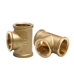 ZHUJI ALL SIZE EQUAL FEMALE THREE WAY THREADED TEE BRASS PLUMBING PIPE FITTINGS