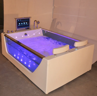 Baignoire pour adulte Baignoire à remous à jet d'eau intérieur pour deux personnes avec télévision