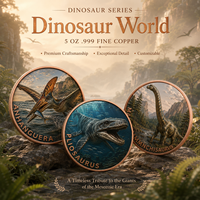 Koin Dinosaurus Raptor Tembaga Murni 999 5 oz, Relief Tinggi, Dilukis dengan UV, Hasil Akhir Seperti Proof, Koleksi Dino Predator
