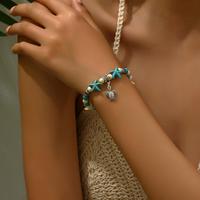 Mode été plage vent Turquoise étoile de mer bracelet cheville ensemble multicouche pendentif coquille étoile de mer tortue cheville