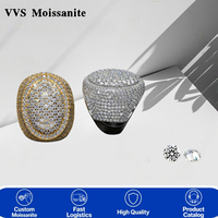 Bague Hip Hop pour Homme en Argent Sterling 925 Plaqué Or, Sertie de Moissanite, Style Pavé, Bijoux en Cuivre pour Fête, Vente en Gros Direct Usine