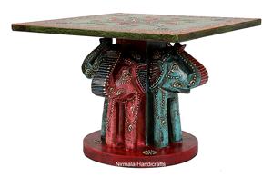 Tabouret en bois miniature fait main en forme d'éléphant - Décoration intérieure/extérieure, cadeau de mariage et de Nouvel An - Product Image 4