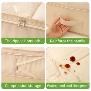Bedroom Closet Space-Saving Under-Bed <b>Storage</b> Organizer <b>Box</b> with Zipper Compression - Product Image 6