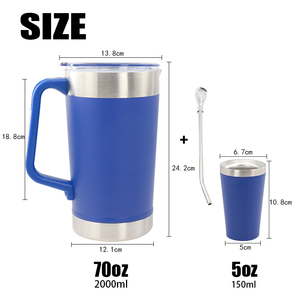 Bouteille d'eau isotherme en acier inoxydable de 70 oz avec poignée et couvercle, personnalisable avec logo, vente en gros - Product Image 5