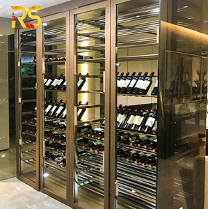 Armoire à vin climatisée encastrable en acier inoxydable avec porte vitrée et éclairage LED pour cave à vin domestique ou bar - Product Image 5