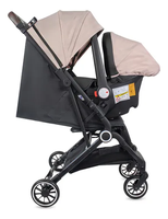 Poussette compacte, idéale pour les voyages, pliage/dépliage à une pression, poignée réversible et réglable en hauteur, avec siège auto 3-en-1