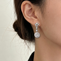 Boucles d'oreilles pendantes éventail Art Déco de luxe, scintillantes, ton argenté, double halo, zircon cubique, serties de griffes, bijoux de mode pour femme, cadeau