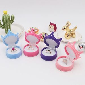 Scatole per Fidanzamento Stile Vintage a Forma di Corona, Confezione Regalo in Velluto Personalizzabile con Logo, Rosa/<span class=keywords><strong>Viola</strong></span>/Blu 6,5x6,5x4,7CM - Product Image 3