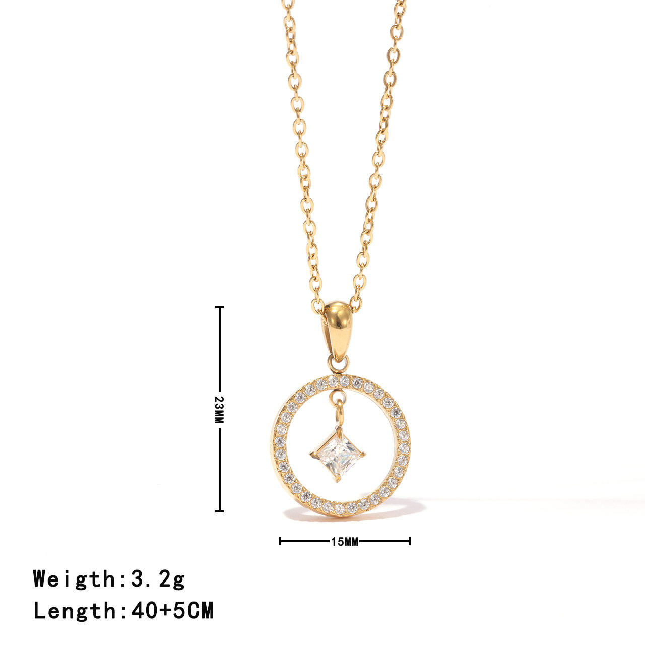 Gold round pendant necklace