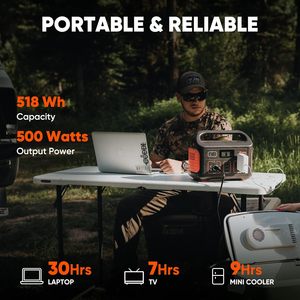 Jackery 500 Portable Station 518Wh Solar Generator MPPT 500W AC Outlet Lithium <b>Battery</b> <b>Backup</b> for Outdoor/ Home Portable Power S - Product Image 3