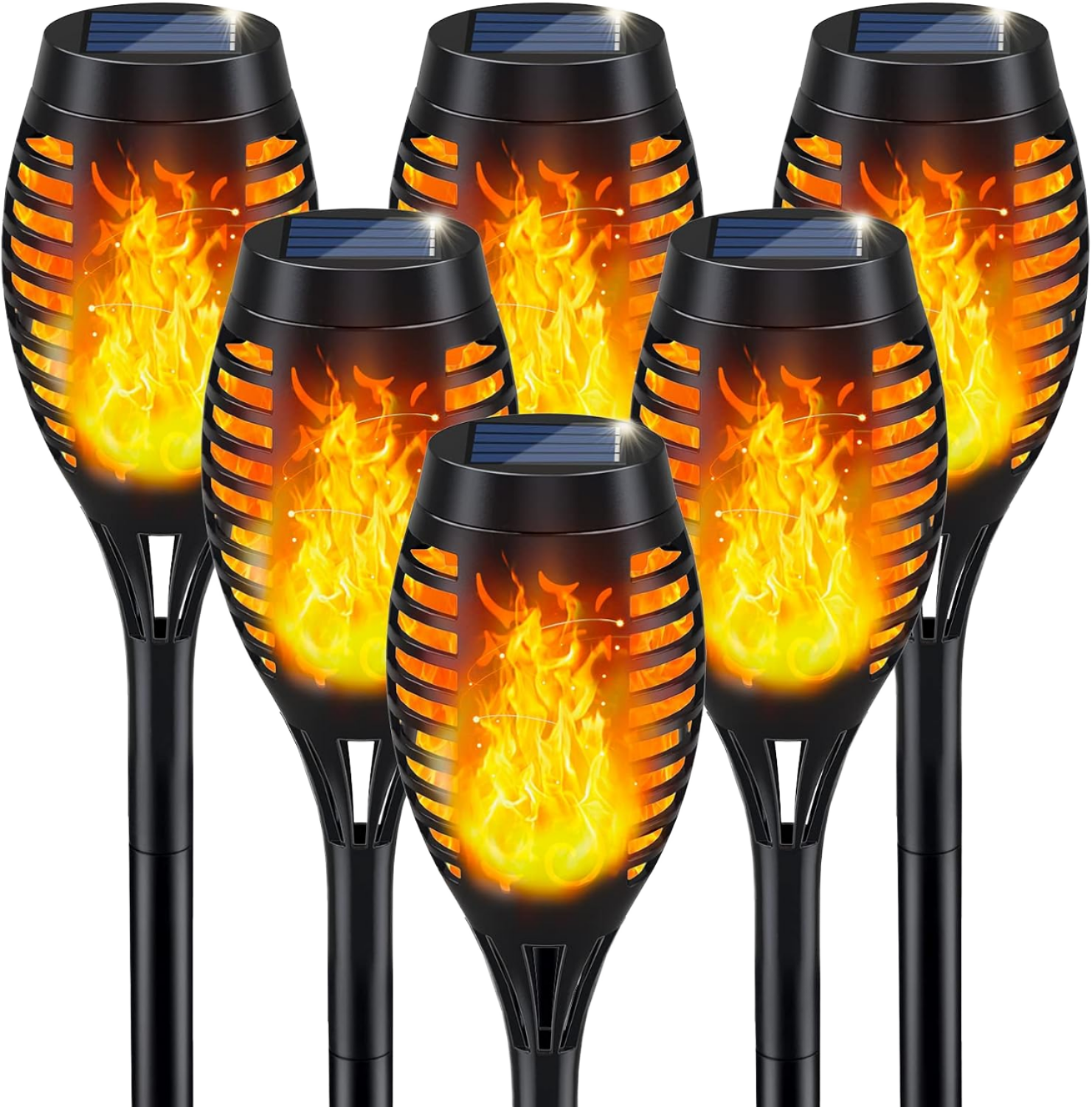 Solar Flame 1/2/6/8 Packs Flames Flicker Torch Lights Outdoor Waterproof Pathway Lawn Solar Flame Light for Garden Landscape
