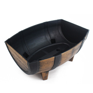 Maceta Moderna de Media Barril para Plantas, de Gran Capacidad, de Plástico y <span class=keywords><strong>Madera</strong></span>, para Jardín, Hogar, Patio Exterior - Product Image 3