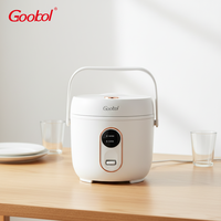 Cuisinière à riz électrique multifonctionnelle mini portable carrée de 0,8 L avec pot intérieur, tasse à mesurer, affichage numérique LED, revêtement antiadhésif