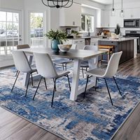 Motif abstrait moderne à imprimé doux antidérapant 5 'x 7' lavable en machine tapis bleu gris marine gris pour la maison salon