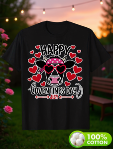 T-Shirt Unisex con Stampa Mucca per San Valentino, 100% Cotone, Manica Corta, Girocollo, Taglie S-4XL, Regalo Promozionale - Product Image 2
