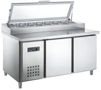 Mesa de preparación de Pizza comercial de alta calidad, nevera refrigerada de doble puerta de alto rendimiento, Enfriador de mostrador de Venta caliente para panadería