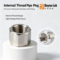 Raccord de valve en acier inoxydable 316L, bouchon de tuyau à filetage hexagonal femelle Bayou-Lok NPT BSP, embout de pipeline poli