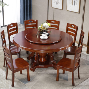 Bàn Ăn Bằng Gỗ Với 8 Chỗ Ngồi Bộ Bàn Ghế Xoay Tròn Bằng Gỗ Bjflamingo Kết Hợp - Product Image 2