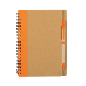 Cuaderno en espiral de tamaño A5 respetuoso con el medio ambiente personalizable, papel Kraft, diario de tapa dura, bolígrafo, papelería de oficina promocional personalizada - Product Image 4