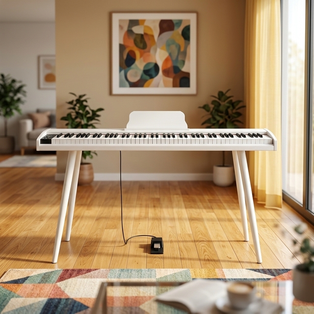 Portable 88 Hammer Weighted Digital Piano B 119 Wood Grain MIDI Output Volume Control for Music Teaching