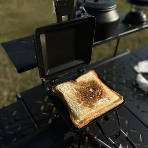 Machine à sandwich chaude avec poignée Poêle grillée antiadhésive pour pique-niques en plein air Poêle Camping Cuisine <span class=keywords><strong>Presse</strong></span> Pan - Product Image 1