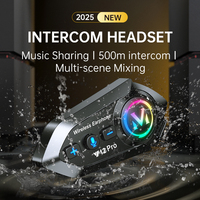 Nouveau modèle Y12 Pro Intercom pour casque de moto, casque BT, interphone 500M, écouteurs