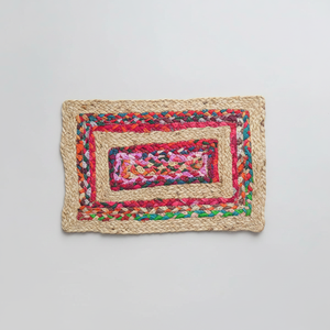 Modern Eco-Friendly Floral Braided Machine Made Jute Chindi <b>Rectangle</b> <b>Placemats</b> 12x15 Inch Anti-Slip Customizable for Home - Product Image 2