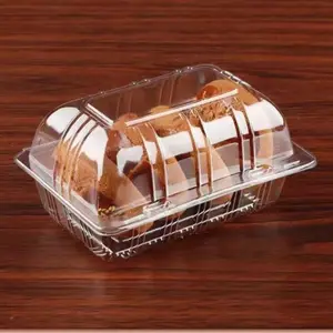 Transparent Disposable Food Container Plastic Clamshell Packaging For Dessert Cake Candy