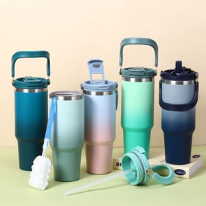 30oz Portable Sports Customized Double Walled Stainless Steel Office Cup Travel Mug with Handle Thermal Insulation - Product Image 2