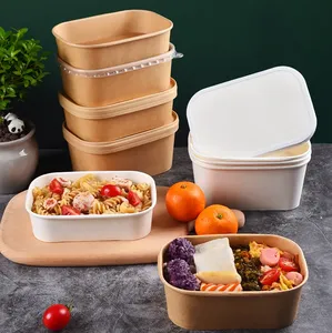 Offre Spéciale – Boîte à lunch rectangulaire en papier kraft écologique jetable avec poignée, personnalisable, biodégradable, pour plats à emporter <span class=keywords><strong>KING</strong></span> - Product Image 1