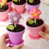 Pot de fleurs tasse à Dessert avec couvercle pelle cuillère plateau à gâteau en plastique petite tasse en pot Mousse conteneur pouding support pour crème glacée bricolage