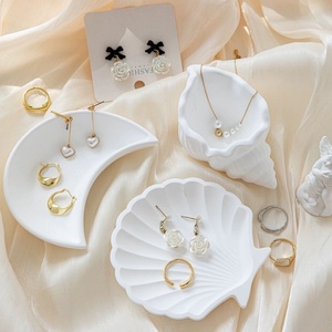 White Shell Conch Photo Props Storage Tray Small Seashell Jewelry Tray for <b>Earrings</b> Necklaces Rings Display - Product Image 1