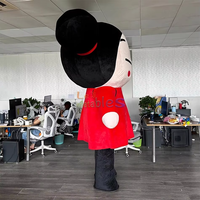 Costume de mascotte gonflable de poupée chinoise porte-bonheur de 2 m, costume de mascotte en fourrure de fille chinoise gonflable pour célébrer le Nouvel An chinois