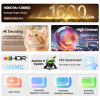Projecteur 4K NeoVue 1600 CVIA 360 °   Projecteur vidéo domestique 4K Full HD, projecteur 4K Wifi avec correction automatique, mini projecteur 4K Android