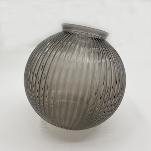 Paralume in Vetro Soffiato a Mano, Diametro 200mm, Grigio Ambrato Trasparente, Rotondo Scanalato, per Lampada a Sospensione o <span class=keywords><strong>Lampadario</strong></span> - Product Image 4