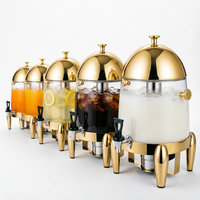 Distributeur de boissons froides en acier inoxydable de qualité alimentaire pour hôtel et restaurant, 12 L, refroidi par glace, doré, luxe, libre-service, jus