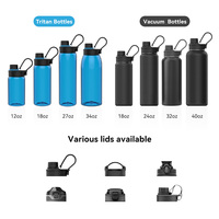2025 Vente Chaude Personnalisé Grande Capacité Fiole À Vide Boisson Thermique Sport Bouteille D'eau avec LOGO 3 Couvercles