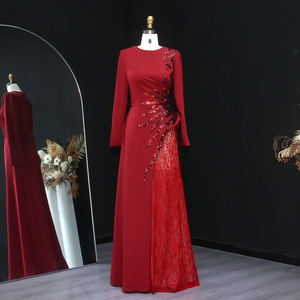 Sharon Said SF266 Elegante Burgunderrote Meerjungfrau-Abendkleider mit Perlen Damen Hochzeitsfeier Lange Abendkleider Ohne Lagerbestand - Product Image 2