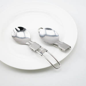 Ensemble de cuillères et fourchettes pliantes portables en acier inoxydable, pour le camping et l'extérieur, couleur argent, design ultraléger, couverts compacts - Product Image 2