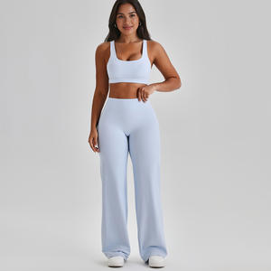 Ensembles 2 pièces taille haute effet seconde peau pour femme – Tenue de yoga moulante à séchage rapide pour fitness et sport en extérieur - Product Image 3