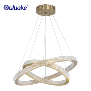 Lampadario Moderno Ristorante Apparecchio di Illuminazione 2 Cerchio Anello <span class=keywords><strong>In</strong></span> <span class=keywords><strong>Alluminio</strong></span> Acrilico HA CONDOTTO LA Luce Del Pendente Lampadario - Product Image 2