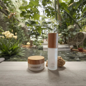 環境にやさしい竹ボトル15g 30g 50mlラウンド化粧品包装セットドロッパーシール100mlクリーム容量スプレー/ポンプキャップモデル50g - Product Image 3