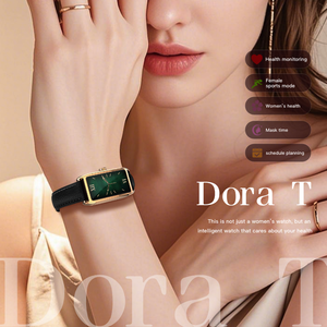 Elegante <span class=keywords><strong>Reloj</strong></span> Inteligente Cuadrado para Mujer con Esfera de Trébol, Correa de Cuero de Microfibra de Lujo, Monitoreo de Salud Femenina, AMOLED, Resistente al Agua IP68 - Product Image 6
