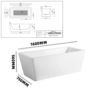 Baignoire de massage à remous autoportante en acrylique, sans joint, écologique, épaissie, moderne, portable, pour hôtel, avec drain d'angle