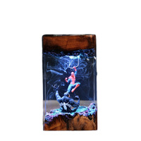 Lampe de nuit en résine rouge et noire, scène de bataille épique, lampe de bureau 3D en époxy, décoration créative de collection pour les fans d'anime