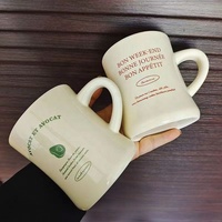 Mug en céramique personnalisé 12oz, blanc crème, tasse à café style rétro américain, vaisselle minimaliste en grès, vente en gros