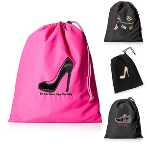 Custom Logo Printed Travel Shoe Storage Bag Drawstring Shoe Dust Bag Non-woven Reusable Shoe Bag