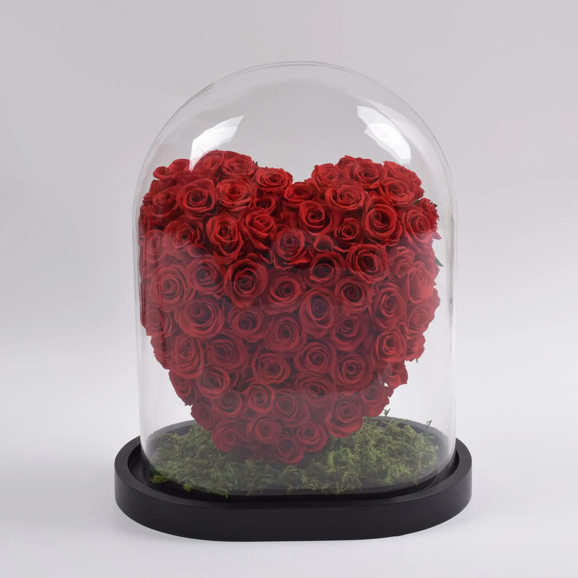 HFloral Grosir Bunga Mawar Asli Alami Yang Diawetkan Abadi Berbentuk Hati Di Kubah Kaca untuk Hari Valentine