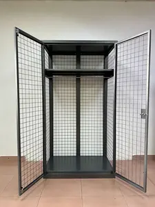 Muti-tier Storage Wire Mesh Locker Mesh Plate Metal Cabinet With Double Door Safe Box
