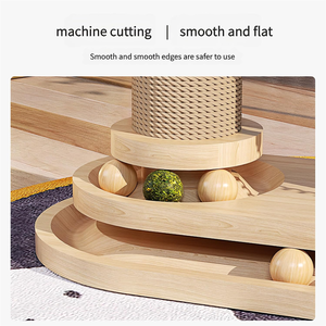 Tiang Garukan Kucing Ramah Lingkungan dari Sisal Grosir, Pohon Kucing Tinggi dengan Tali Sisal Tahan Lama, Papan MDF Beige, Mainan Kayu Penggaruk Kucing - Product Image 2